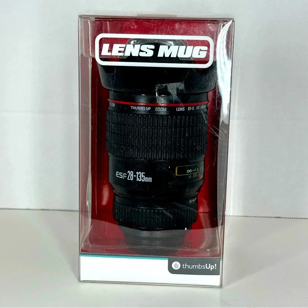 Camera Lens Mug W/Lens Cap Lid by Thumbs Up New W/Open Box  Plastic Tumbler Cup